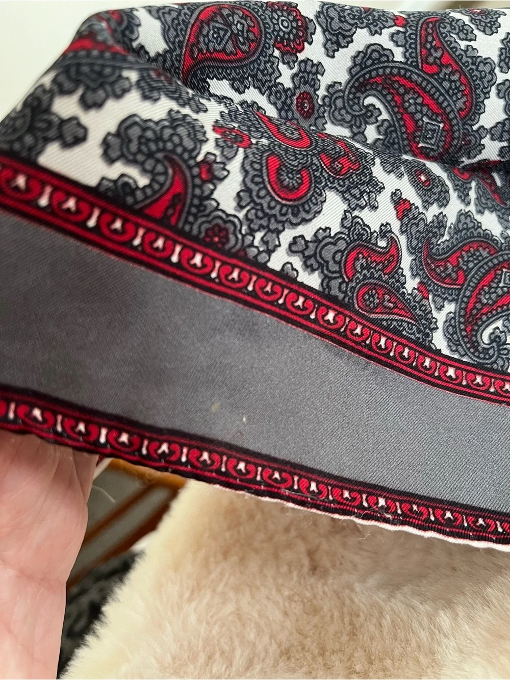 Gorgeous Silk Paisley Print Women's Scarf- Burgundy, Black & White!